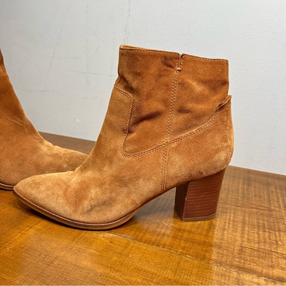 Franco Sarto Tan Suede Ankle Boots